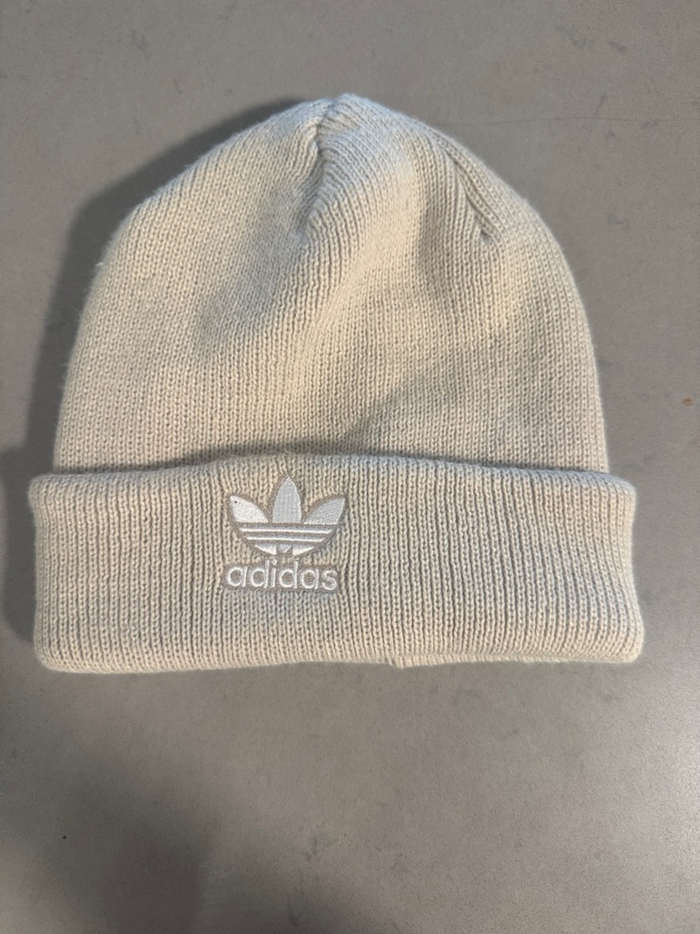 adidas Ribbed Knit Beanie in Cream